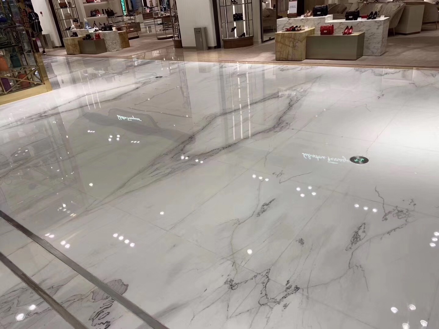 1200x600 modern white marble look porcelain tile elevator lobby wall and floor