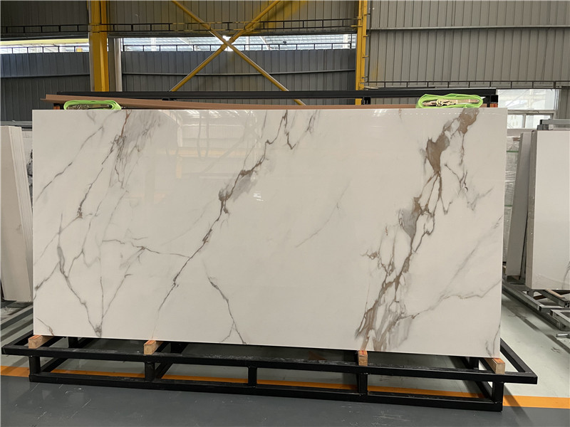 decorative material porcelain marble glossy calacatta gold sintered stone slabs & tiles