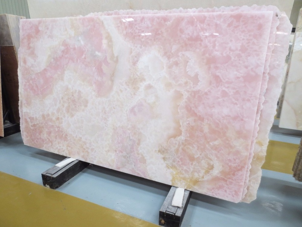 Polished natural stone pink Onyx slab marble