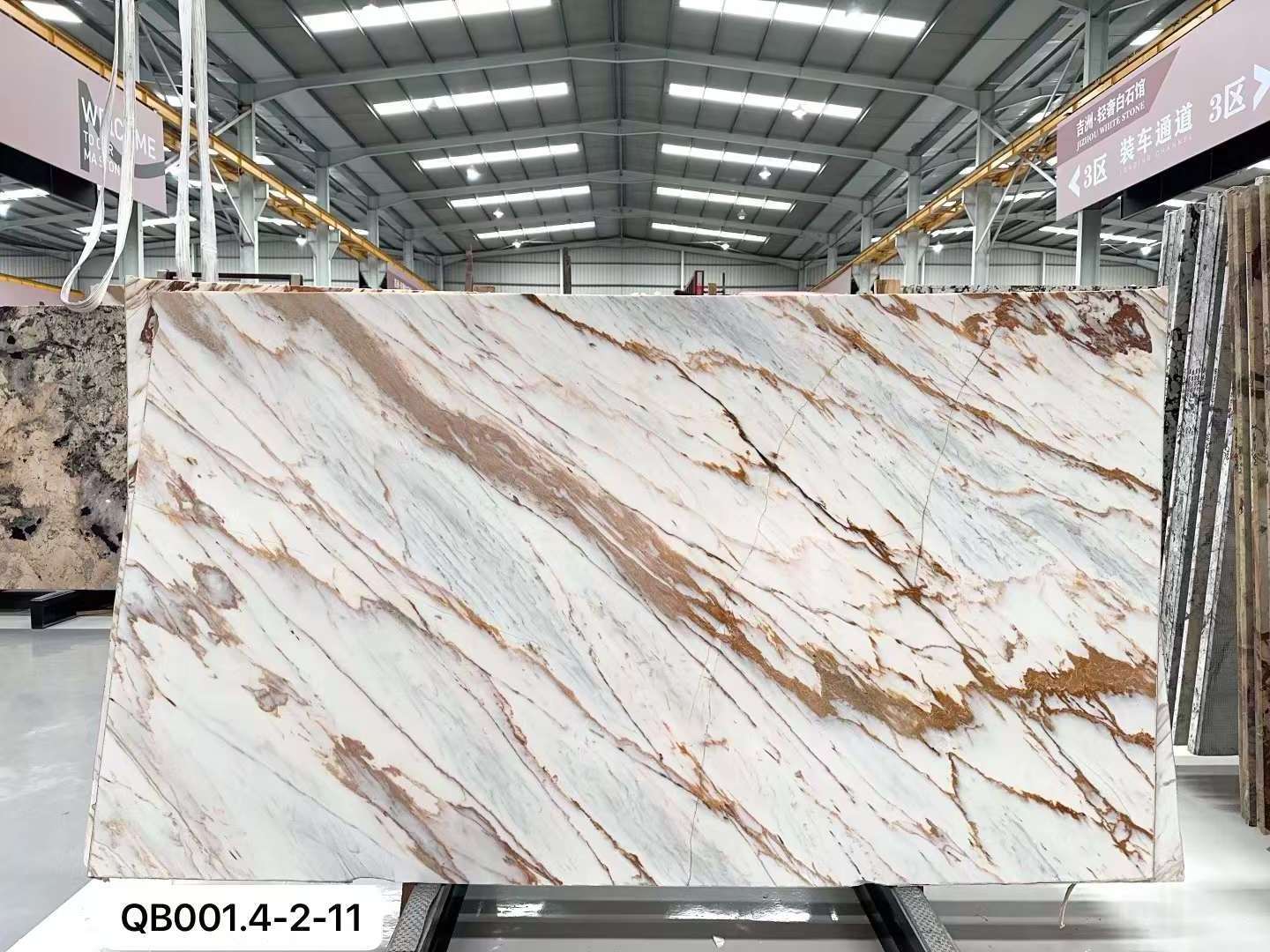 Luxury Italy gold white marble with golden veins