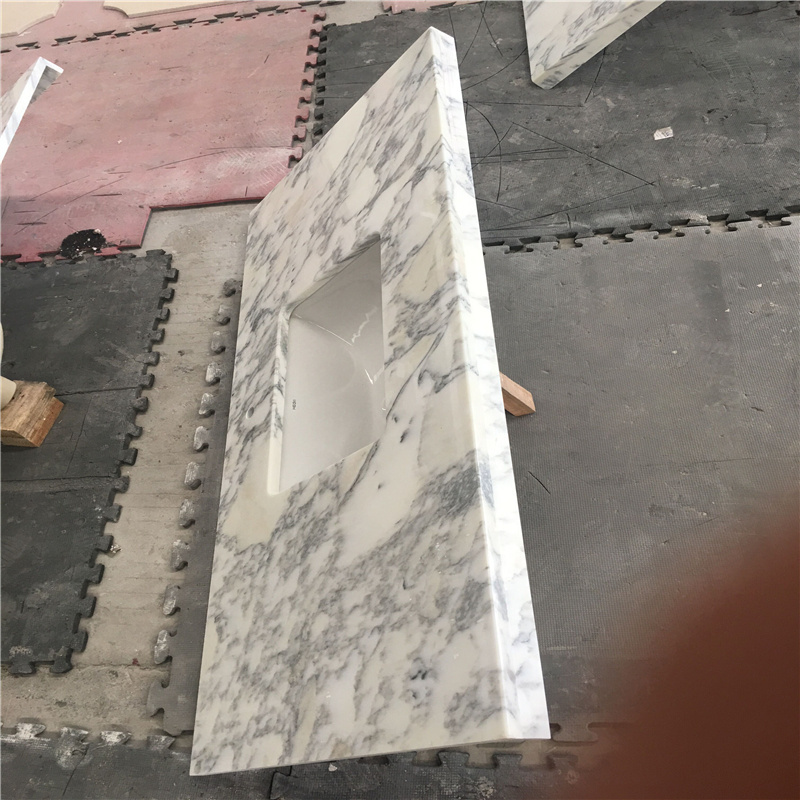 Supply white arabescato marble stone custom countertop