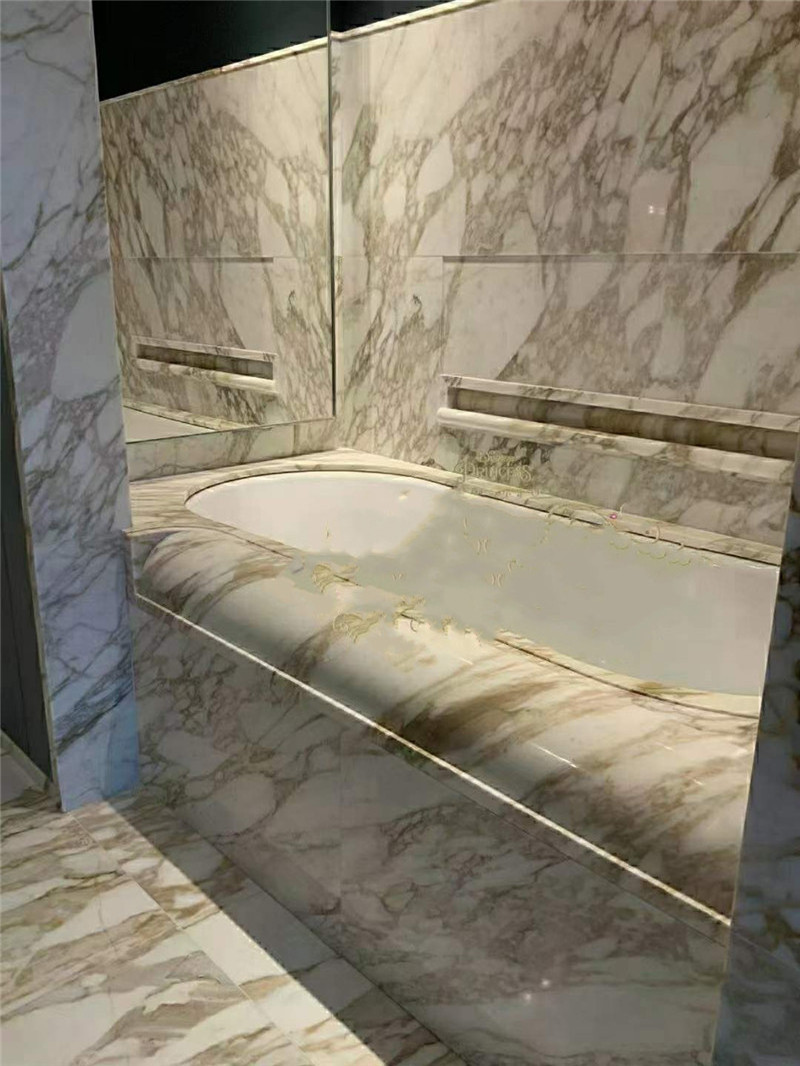 Hot sale Italian white calacatta gold marble stairs tread