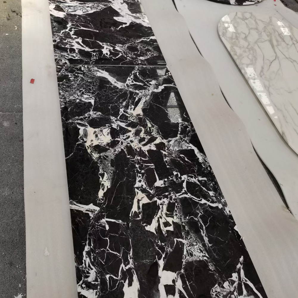 natural stone white and black marble floor tiles