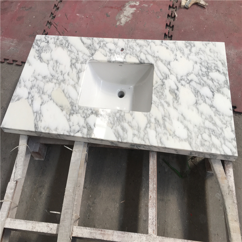 Supply white arabescato marble stone custom countertop