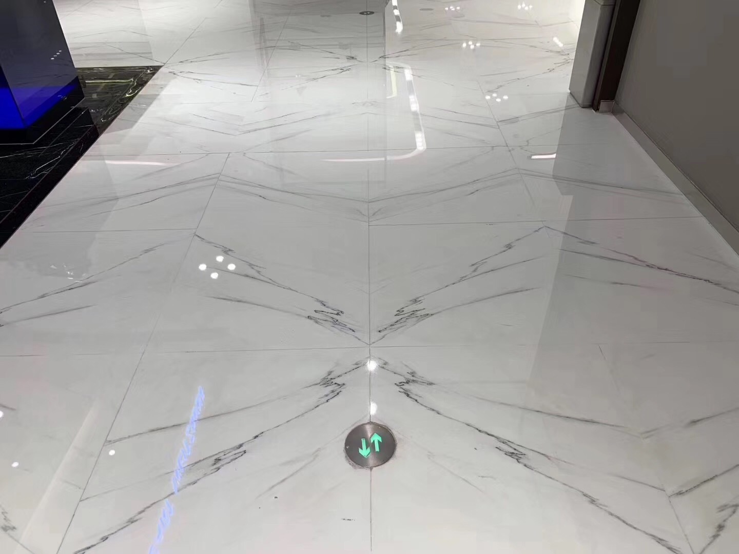 1200x600 modern white marble look porcelain tile elevator lobby wall and floor