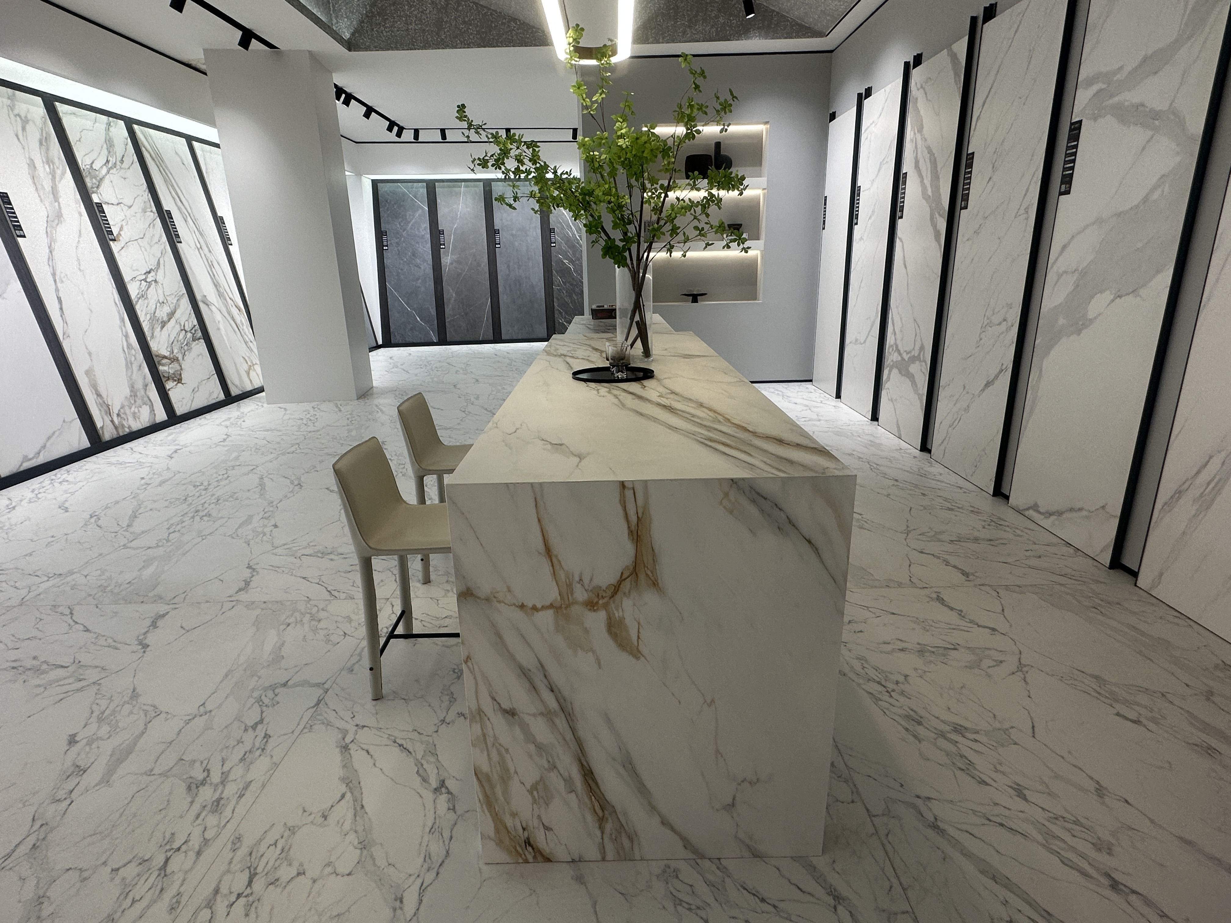 luxury large format white marble look porcelain countertop slabs floor slabs