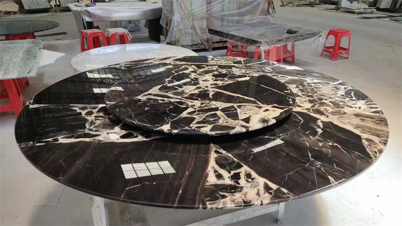 luxury unique stone Napoleon black marble stone slab for round table