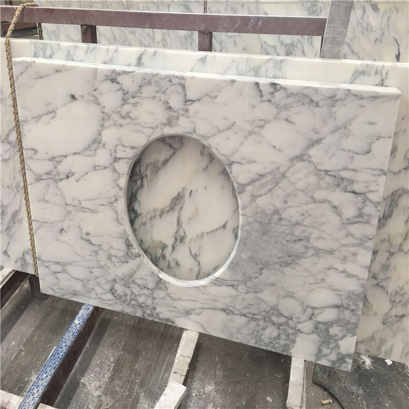 Supply white arabescato marble stone custom countertop