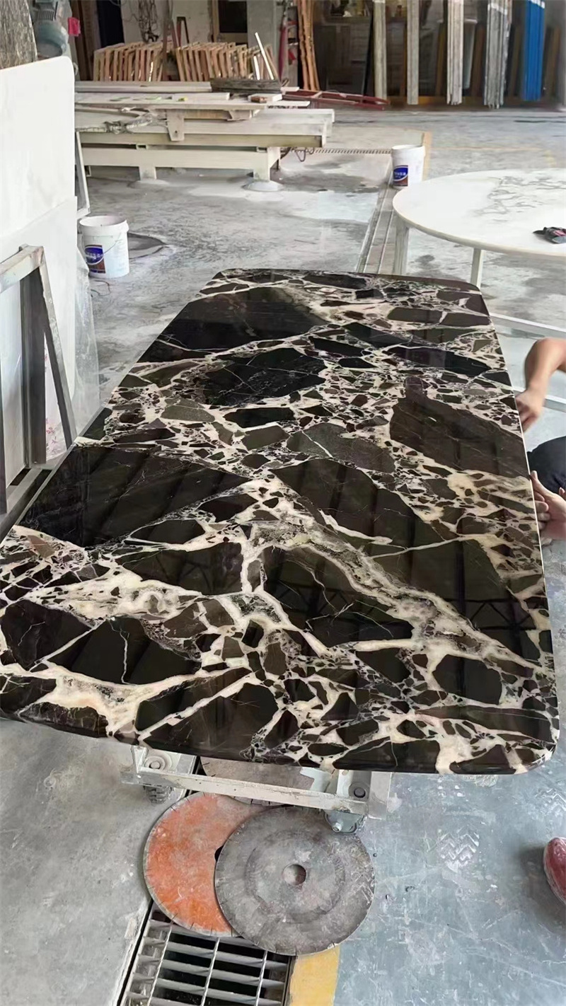 luxury unique stone Napoleon black marble stone slab for round table