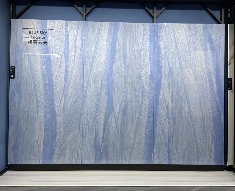 2400 x 1200 x 9 mm glossy polished marble look porcelain slab for wall and floor decoration