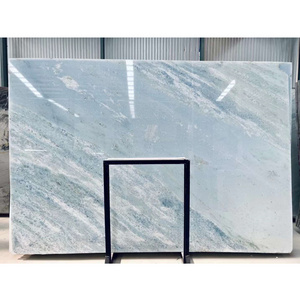 Elegant natural polished crystal blue marble countertop and kitchen island