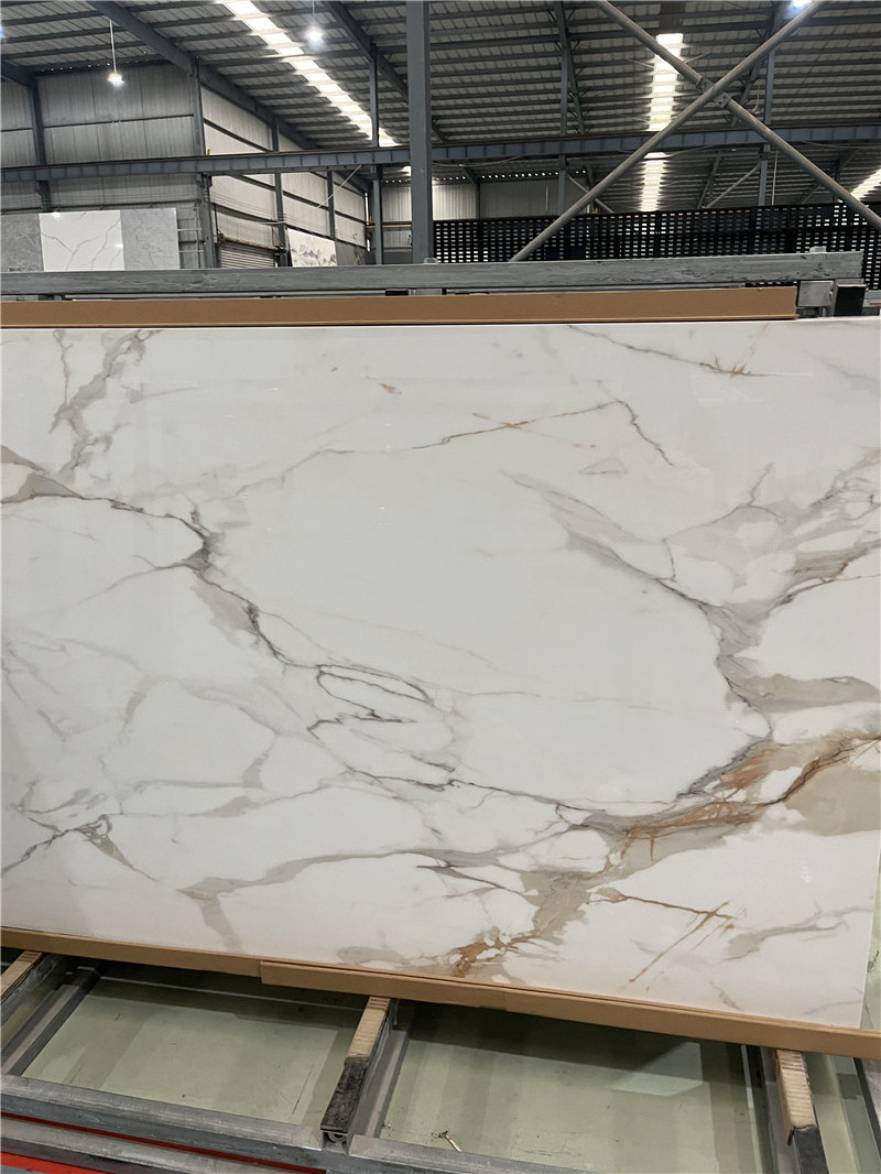 decorative material porcelain marble glossy calacatta gold sintered stone slabs & tiles