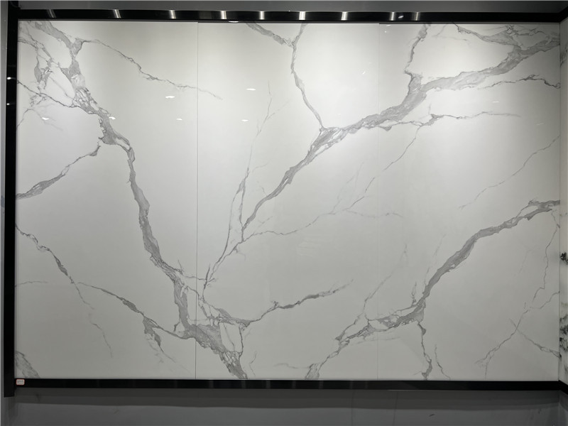 Chinese calacatta white sintered stone big slabs large format wall panel