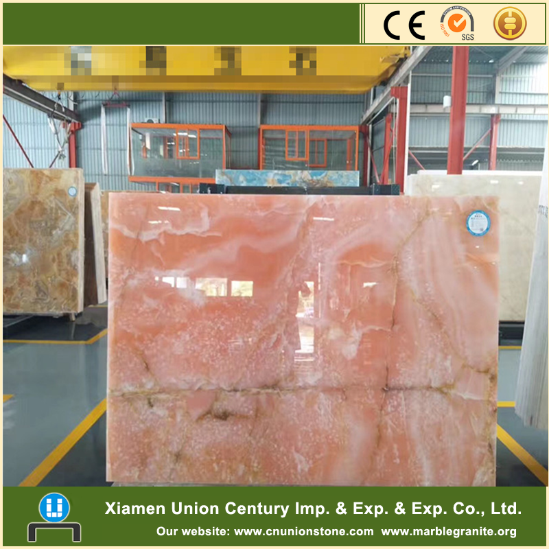 Polished natural stone pink Onyx slab marble