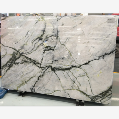 Orchid Jade White Marble Slabs with Green Vein for Kitchen Countertops