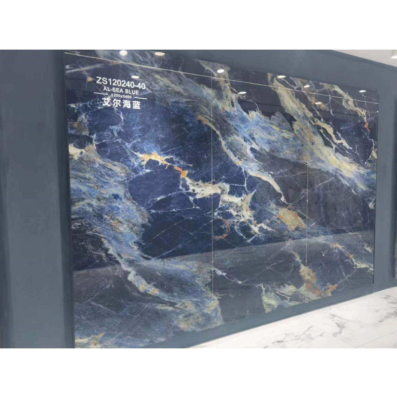 2400 x 1200 x 9 mm glossy polished marble look porcelain slab for wall and floor decoration