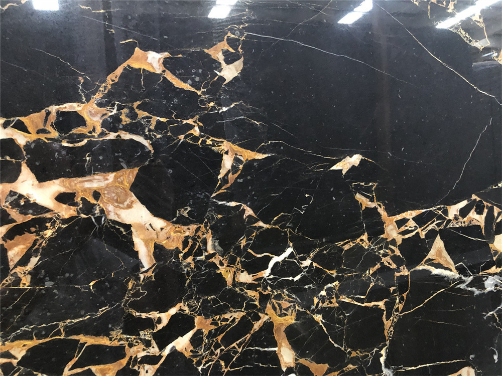 wholesale 18mm polished slab black gold veins marble flooring tiles