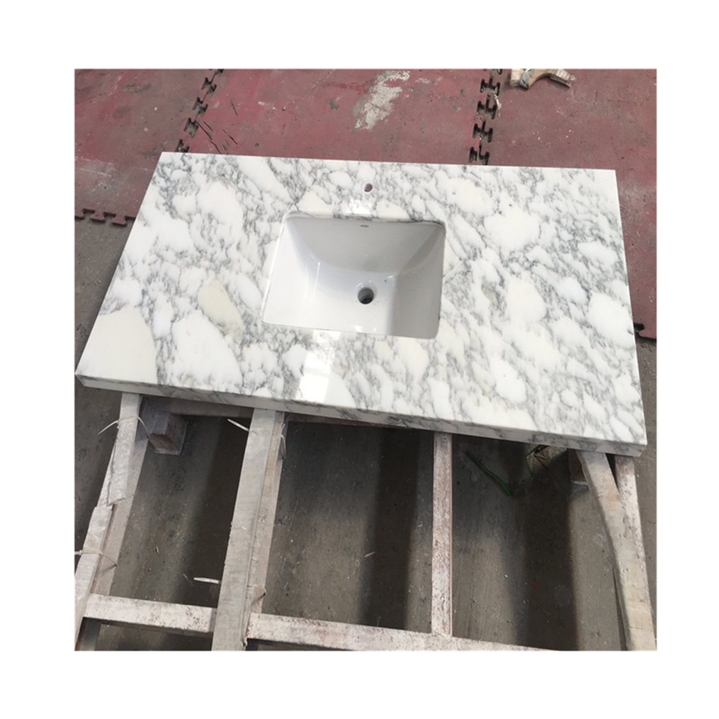 Supply white arabescato marble stone custom countertop