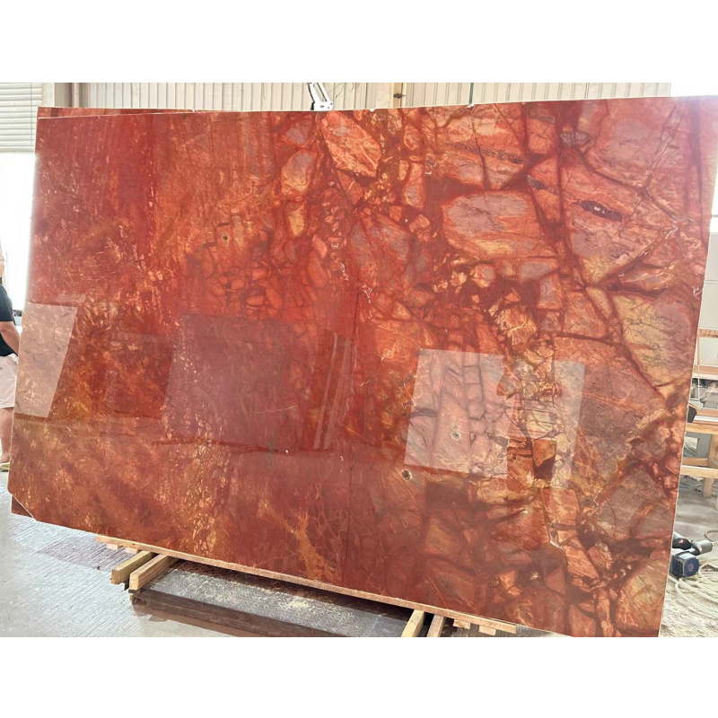 Natural ruby red marble slab for kitchen countertop