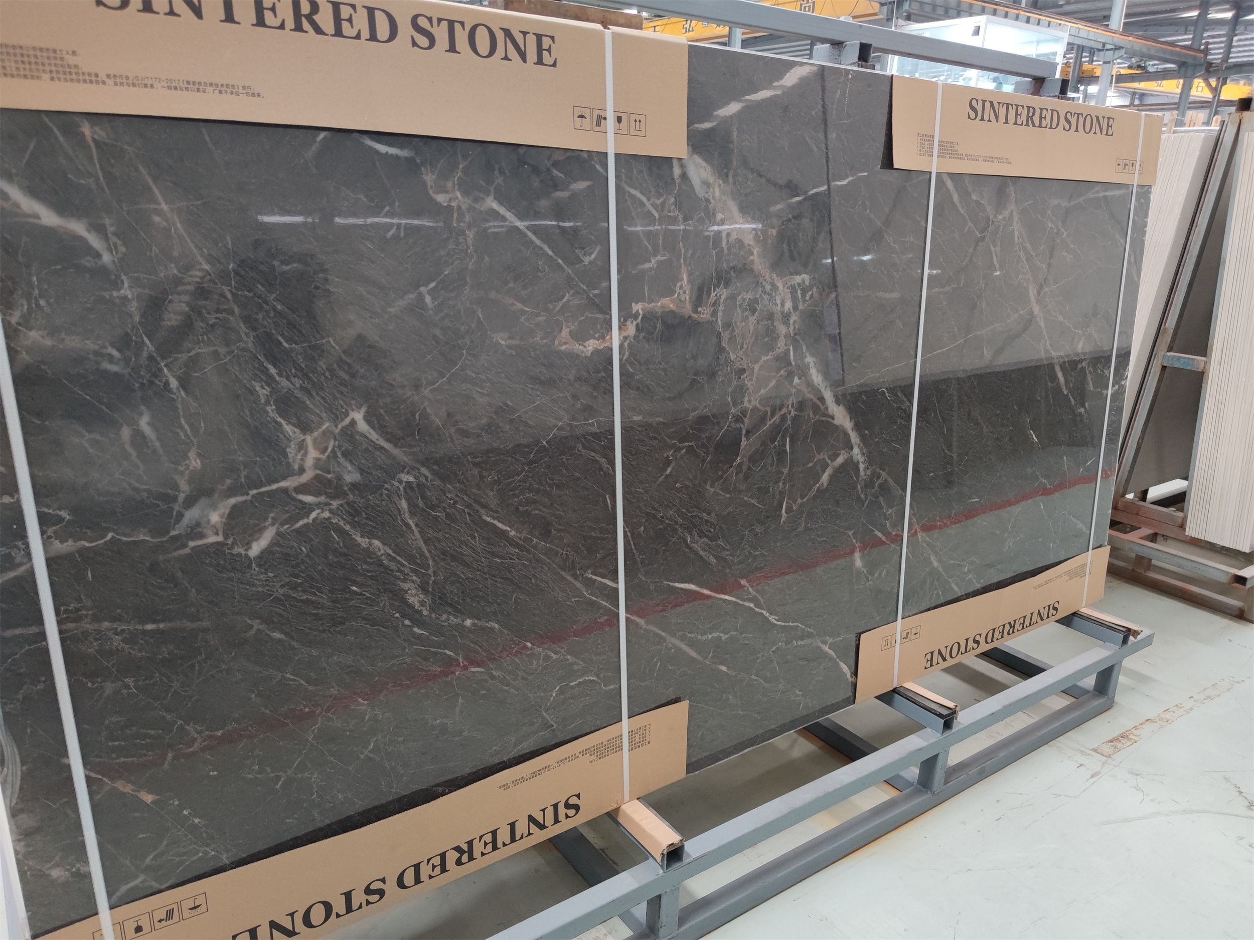 indoor 9mm glossy stone porcelain slab marble surface dark grey