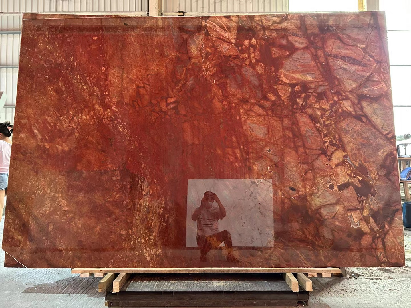 Natural ruby red marble slab for kitchen countertop