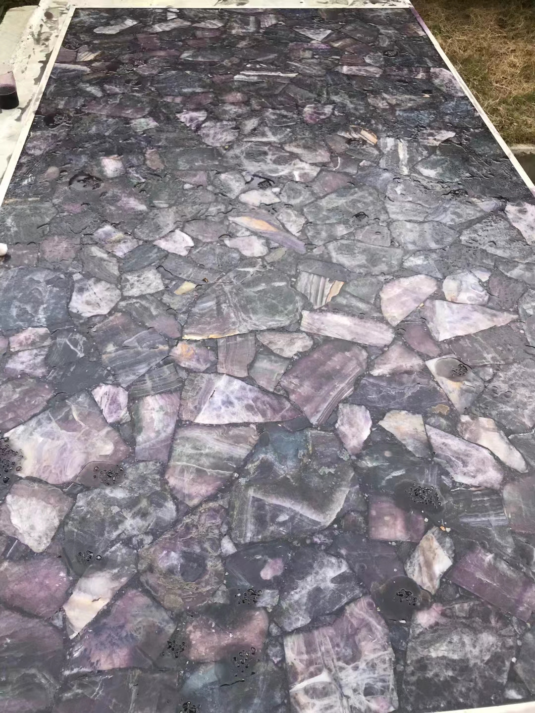 Natural backlit large pink amethyst slab for countertop