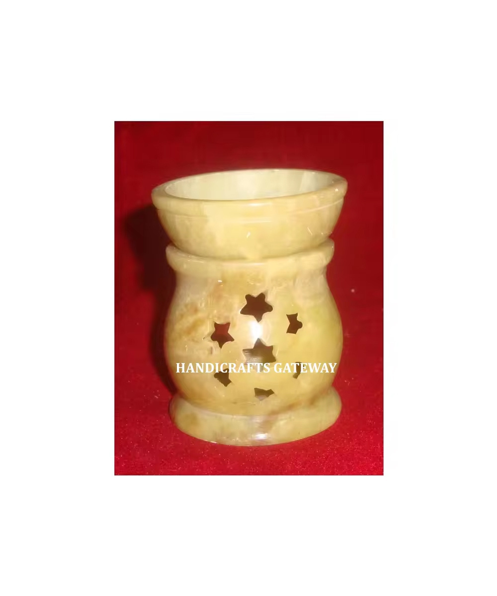 Most Beautiful Star Shape Carving Natural Soapstone Aroma Oil Burner Handicrafts Very Artistic Designed Fragrance Of Wholesaler