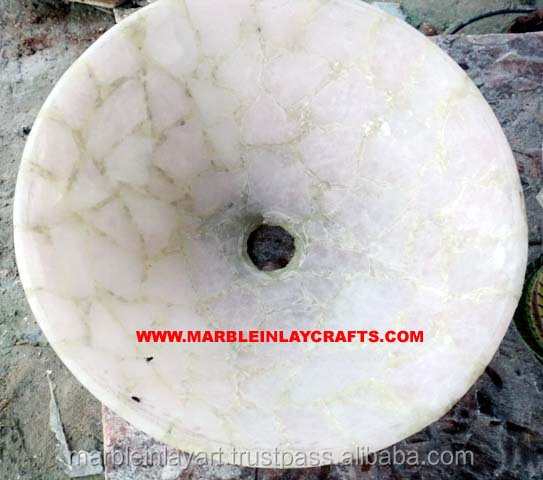 Gemstone White Quartz Stone Sink Bowl