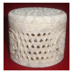 Exclusive Hand Carving Design Natural Indian Soapstone Trinket Box