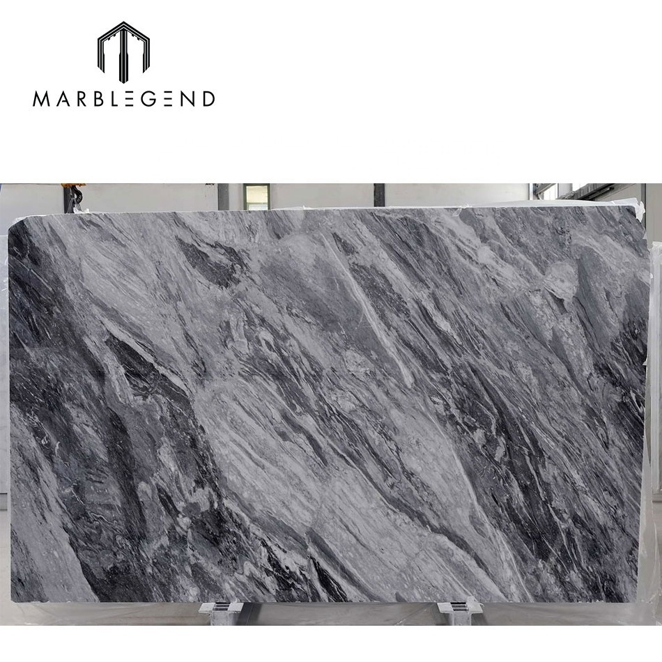 PFM Italian Bardiglio Nuvolato Grey Space Grey Marble Tile of book-match effect as feature wall