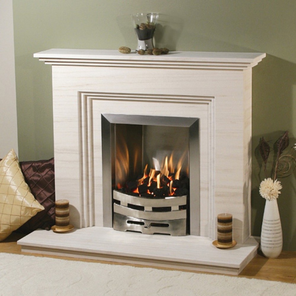 Italian designs villa use natural marble wall mounted fireplace