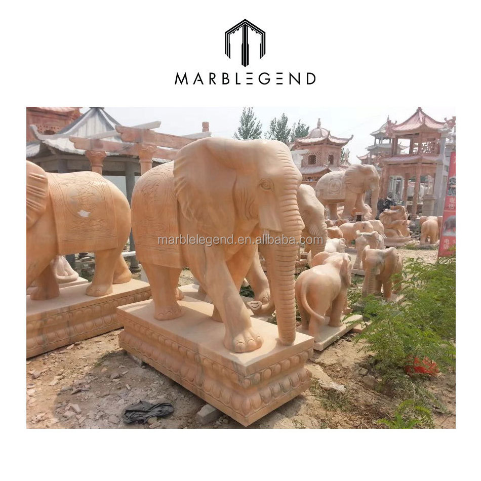 Supply for decoration use hand carved marble elephant statue