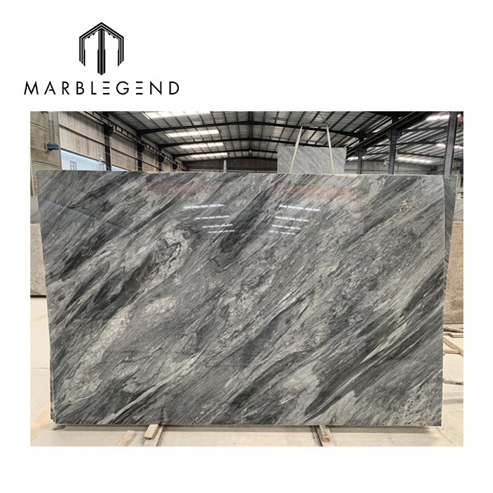 PFM Italian Bardiglio Nuvolato Grey Space Grey Marble Tile of book-match effect as feature wall