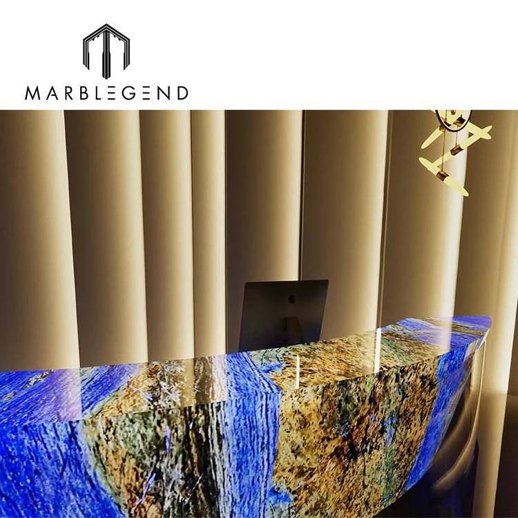 custom natural luxury stone glossy marble slabs backlit columbia blue marble countertop