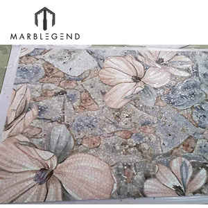 3D flower art mosaic wall tile art murals with crystal glass mosaic tiles