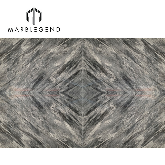 PFM Italian Bardiglio Nuvolato Grey Space Grey Marble Tile of book-match effect as feature wall