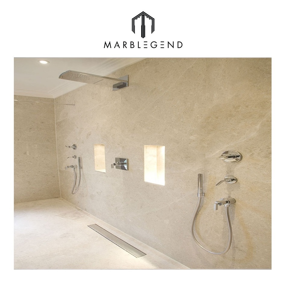 shower room decoration marble slabs crema marfil beige marble for floor and wall