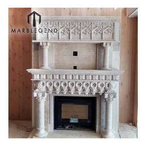 Travertine stone marble fireplace surround