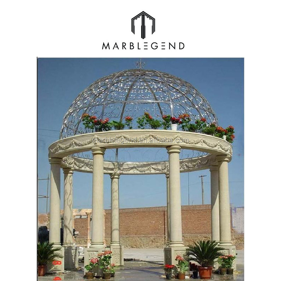 Custom Marble Stone Carving Sculpture Garden Gazebo for Outdoor