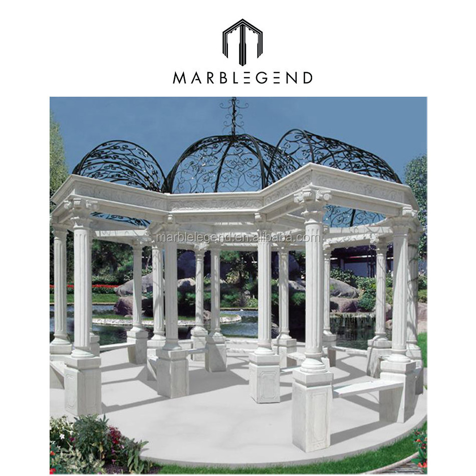 Custom Marble Stone Carving Sculpture Garden Gazebo for Outdoor