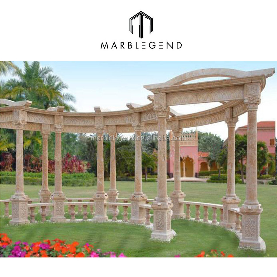 Custom Marble Stone Carving Sculpture Garden Gazebo for Outdoor