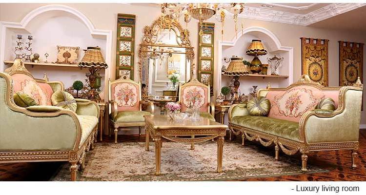 living room embroidery sofa set royal furniture beech luxury solid wood sofa design