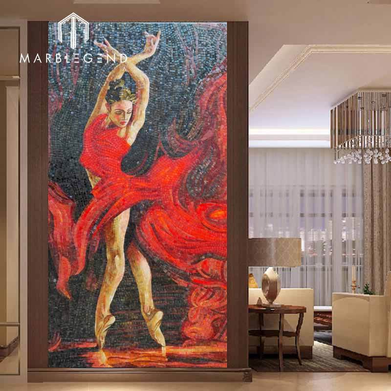 hand made portrait crystal  glass mosaic art wall mural for living room