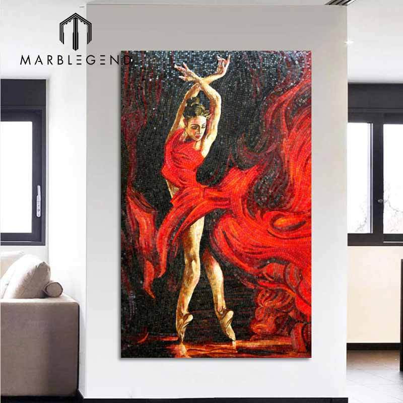 hand made portrait crystal  glass mosaic art wall mural for living room