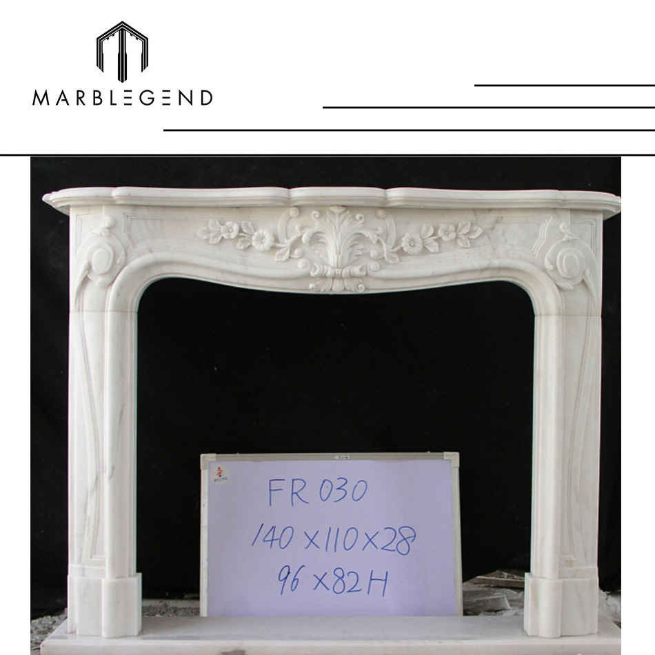 natural marble stone fireplace frame / front door jamb carving