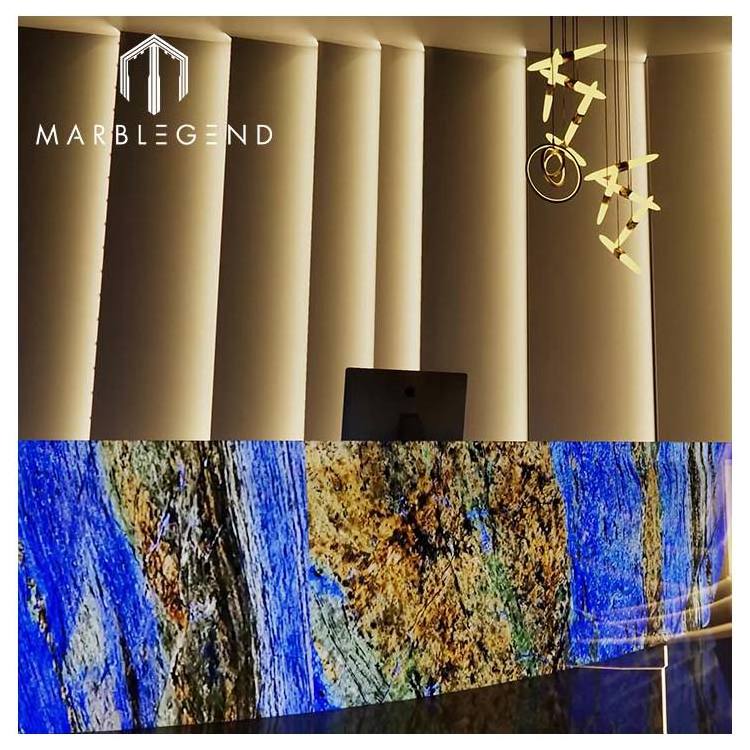 custom natural luxury stone glossy marble slabs backlit columbia blue marble countertop