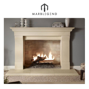 Italian designs villa use natural marble wall mounted fireplace