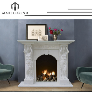 Factory price Statuary Fireplace custom home decor  marble chimneypiece Italy white marble fireplace mantel