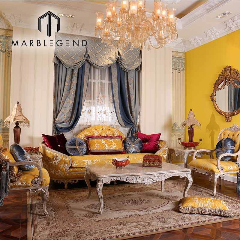 living room embroidery sofa set royal furniture beech luxury solid wood sofa design