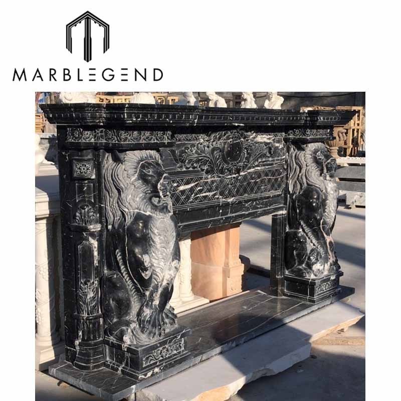 Hand Carve New Design Nero Margiua Black Marble Fireplace Surround And Fireplace Mantel Marble